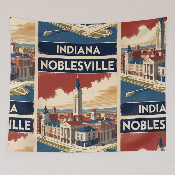 Item preview, Noblesville Indiana 1950s USA Vintage Travel Tourism designed and sold by TravelersGems.