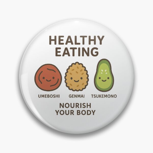Item preview, Healthy Eating Trio | Umeboshi, Genmai & Tsukemono | Cute Japanese Wellness Art designed and sold by Yohei-Studio.