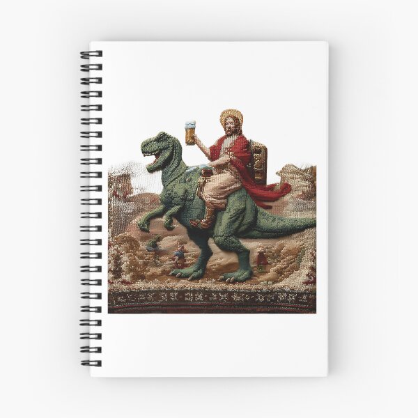 Item preview, Jesus Riding Dinosaur Funny Bold Epic Bright Holiday Scene designed and sold by ImeldaSparks.