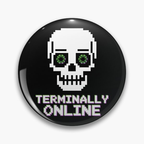 Item preview, Terminally Online Pixel Skull Spiral Eyes Meme Design designed and sold by SplashTastic.