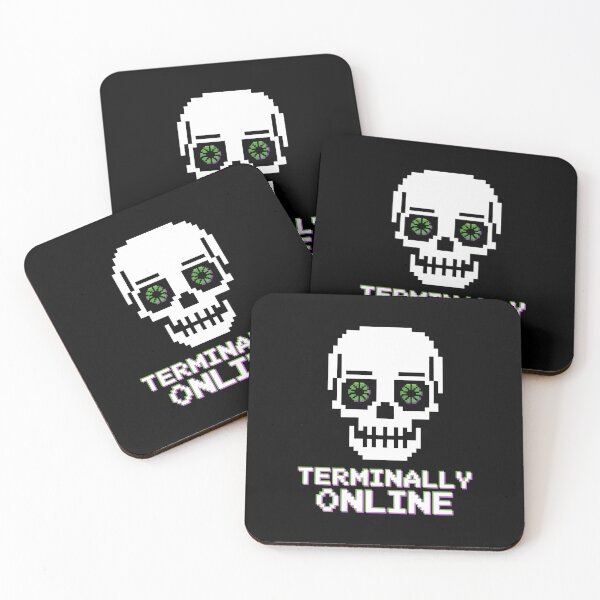 Item preview, Terminally Online Pixel Skull Spiral Eyes Meme Design designed and sold by SplashTastic.