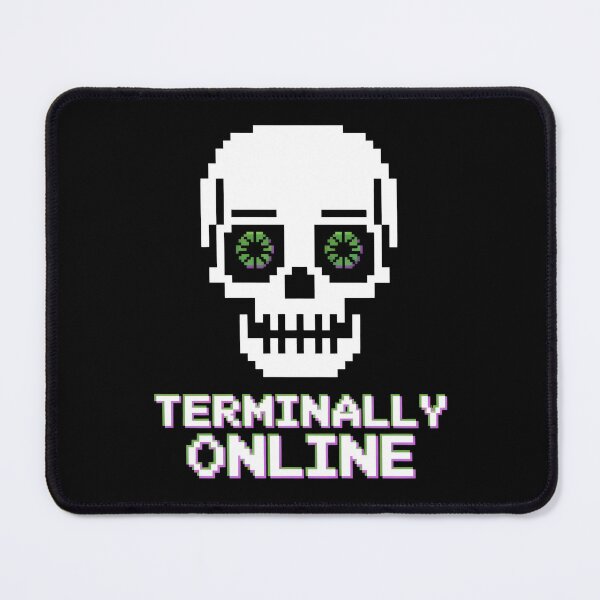 Item preview, Terminally Online Pixel Skull Spiral Eyes Meme Design designed and sold by SplashTastic.