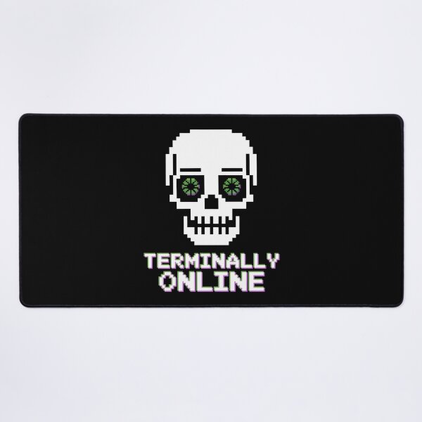 Item preview, Terminally Online Pixel Skull Spiral Eyes Meme Design designed and sold by SplashTastic.
