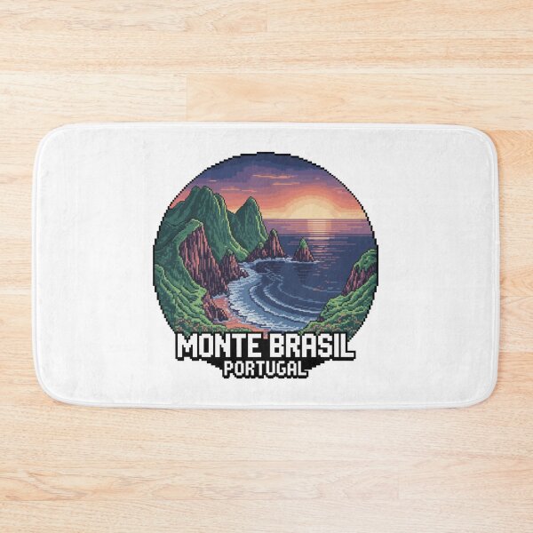 Item preview, Monte Brasil Pixel Sunset - Azores Portugal Retro 8-Bit Coastal Landscape Badge designed and sold by CircinusStore.