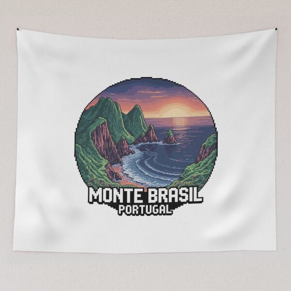 Item preview, Monte Brasil Pixel Sunset - Azores Portugal Retro 8-Bit Coastal Landscape Badge designed and sold by CircinusStore.