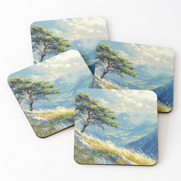 Item preview, Pine tree in a mountain meadow, painting style designed and sold by ArtNames.