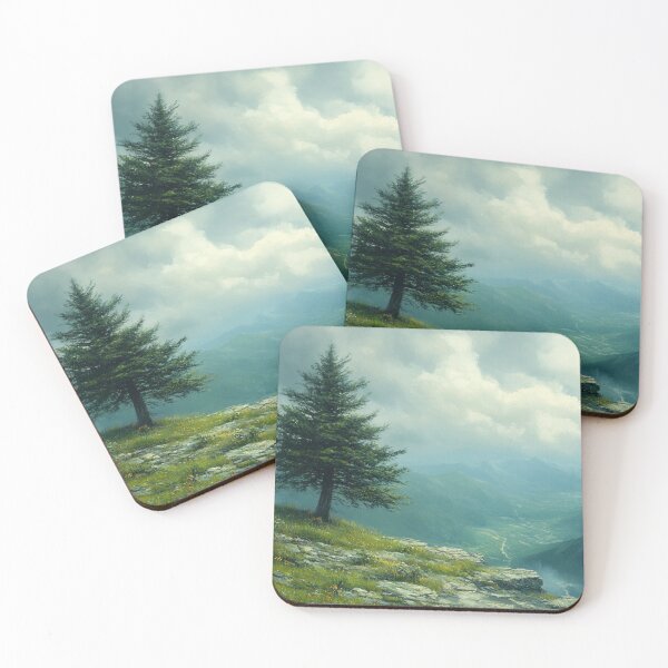 Item preview, Pine tree on the mountain edge, painting style designed and sold by ArtNames.