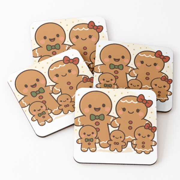Item preview, Kawaii Gingerbread Family – Cute Christmas Cookie Art designed and sold by Painted Moon by Luna Bee™.