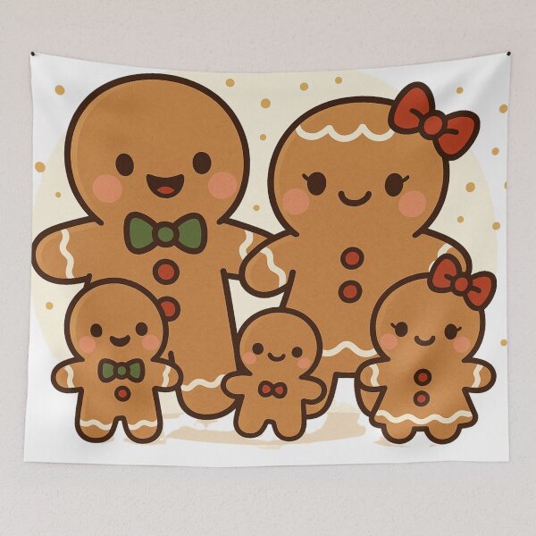 Item preview, Kawaii Gingerbread Family – Cute Christmas Cookie Art designed and sold by Painted Moon by Luna Bee™.
