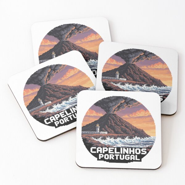 Item preview, Capelinhos Volcano Pixel Scene – Azores Portugal Retro 8-Bit Landscape Badge designed and sold by CircinusStore.