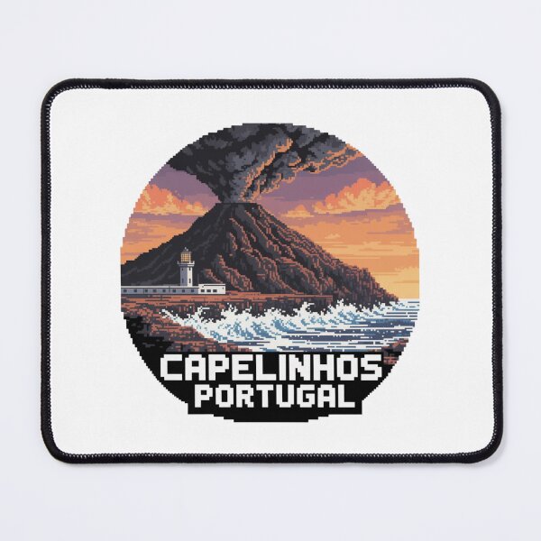 Item preview, Capelinhos Volcano Pixel Scene – Azores Portugal Retro 8-Bit Landscape Badge designed and sold by CircinusStore.