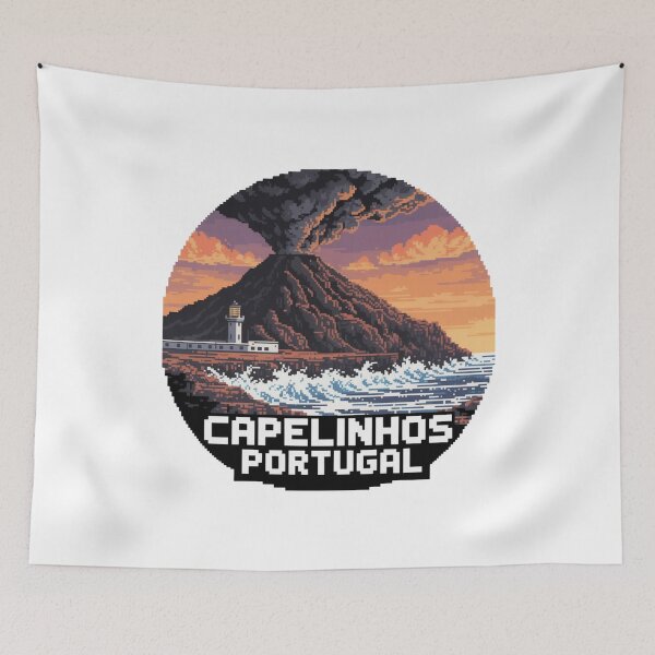 Item preview, Capelinhos Volcano Pixel Scene – Azores Portugal Retro 8-Bit Landscape Badge designed and sold by CircinusStore.