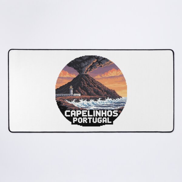 Item preview, Capelinhos Volcano Pixel Scene – Azores Portugal Retro 8-Bit Landscape Badge designed and sold by CircinusStore.
