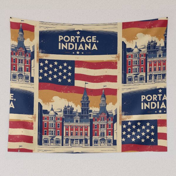 Item preview, Portage Indiana 1950s USA Vintage Travel Tourism designed and sold by TravelersGems.