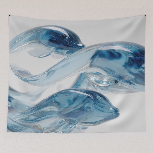 Item preview, Dolphins swim in glass art designed and sold by anytka.