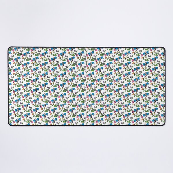 Item preview, Cute Blue Fly and Pink Flowers Doodle Seamless Pattern - Whimsical Garden Print designed and sold by NgernPhanLan.