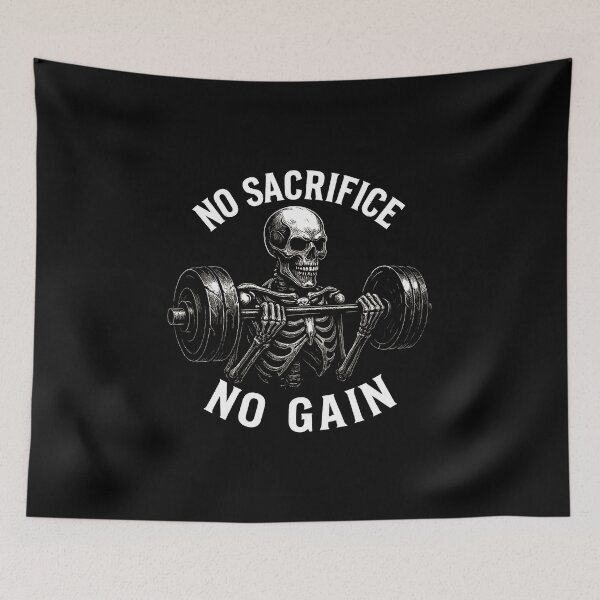Item preview, No Sacrifice No Gain Skeleton Weightlifting Design designed and sold by EM&Maker.