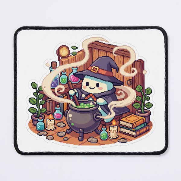 Item preview, Cute Witch Blob – Cozy Magic Pixel Art Sticker designed and sold by Pixel Girl Aesthetic Studio.
