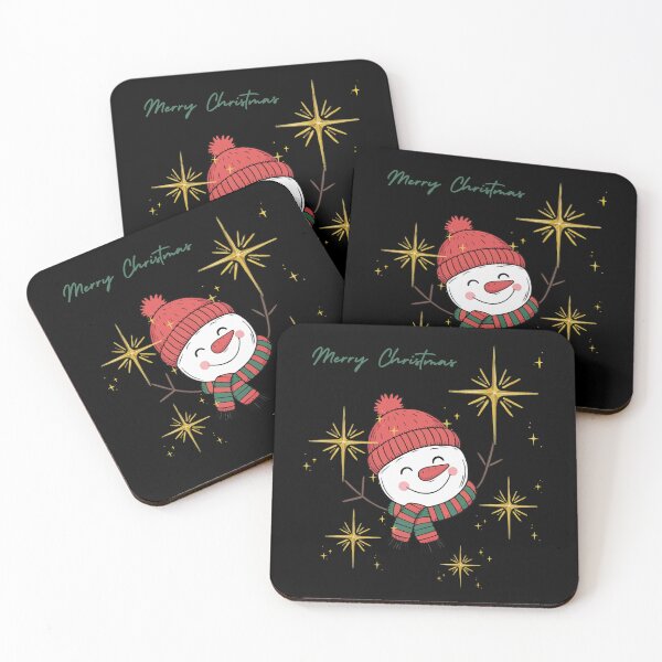 Item preview, Merry Christmas, Smiling Snowman in a Hat and Scarf with the Words "Merry Christmas" and Stars designed and sold by made4noise.
