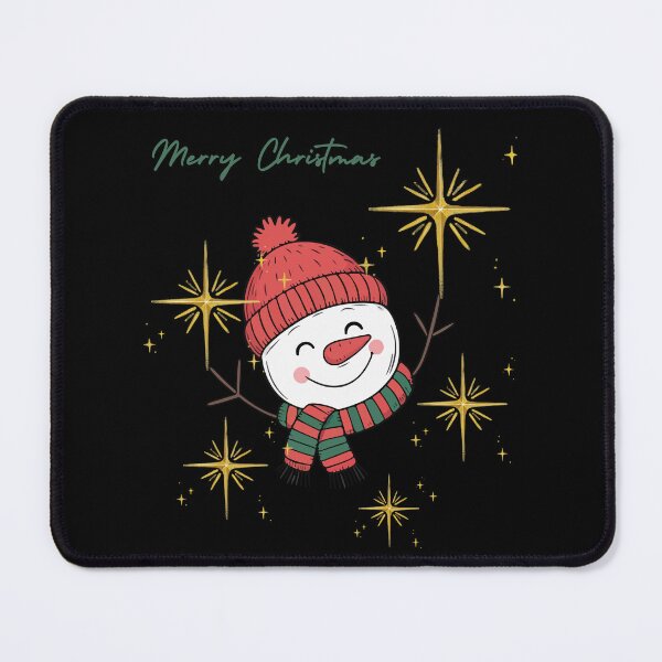 Item preview, Merry Christmas, Smiling Snowman in a Hat and Scarf with the Words "Merry Christmas" and Stars designed and sold by made4noise.