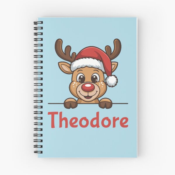Item preview, Theodore Cute Christmas Reindeer Graphic with Santa Hat | Personalized Holiday Gift Idea designed and sold by 89BLACK.