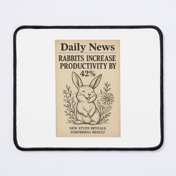 Item preview, Fake Science Report: Rabbits Increase Productivity by 42% – Vintage Newspaper Illustration designed and sold by LovelyCatGalaxy.