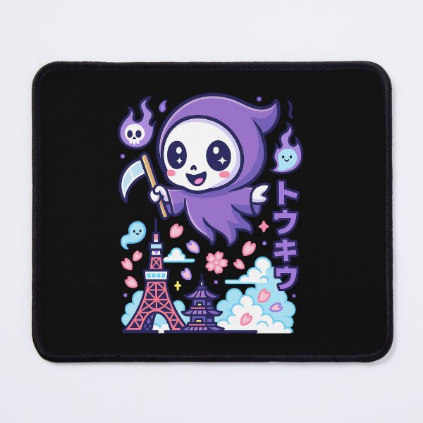 Item preview, Cute Baby Grim Reaper Over Tokyo Tower – Kawaii Japanese Ghost Art designed and sold by DesignDoodleArt.