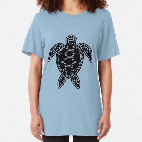 Green Sea Turtle Design - Black Slim Fit T-Shirt