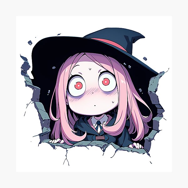 Item preview, Sucy Manbavaran Little Witch Academia Anime Startled Peeking Witch Hat Chibi designed and sold by TorbenKuhano.