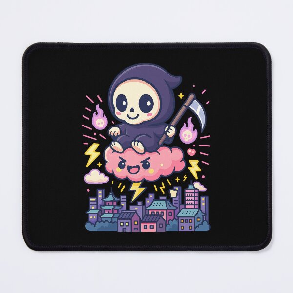 Item preview, Cute Grim Reaper & Demon Cloud – Japanese Lightning Ghost Art designed and sold by DesignDoodleArt.