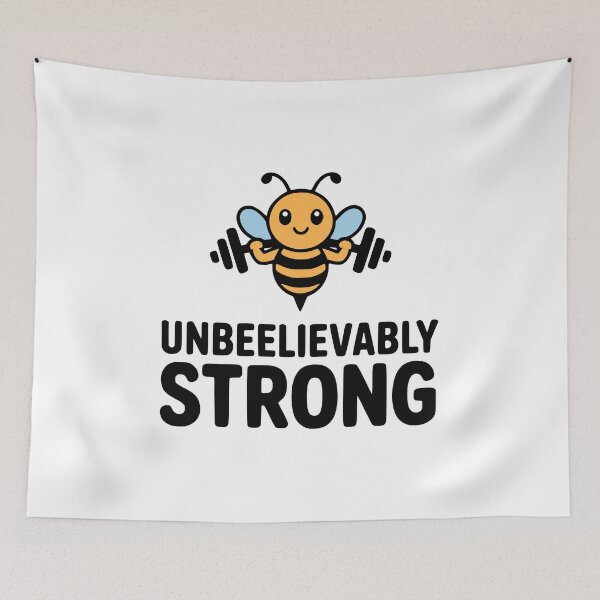 Item preview, Unbeelievably Strong! Cute Bee Gym Pun designed and sold by PMCreative.