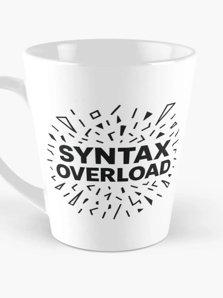 Thumbnail 3 of 4, Coffee Mug, Syntax Overload – Exploding Code Graphic With Bold Text designed and sold by techy-rrr.