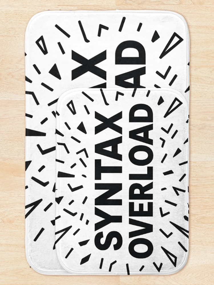 Thumbnail 5 of 6, Bath Mat, Syntax Overload – Exploding Code Graphic With Bold Text designed and sold by techy-rrr.