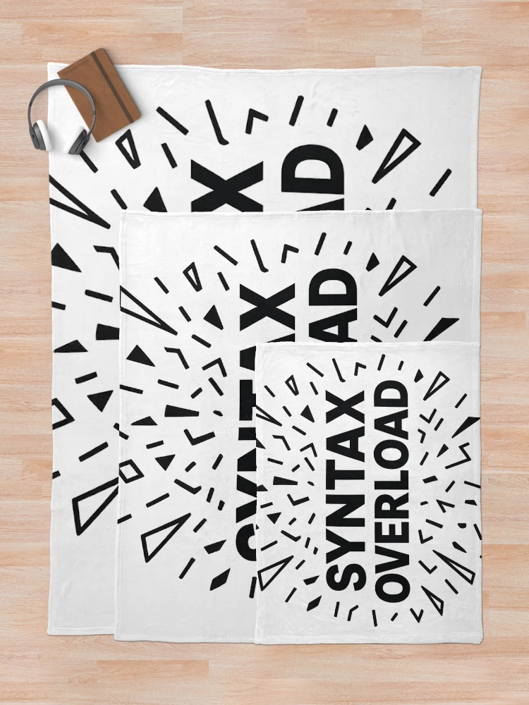 Thumbnail 5 of 6, Throw Blanket, Syntax Overload – Exploding Code Graphic With Bold Text designed and sold by techy-rrr.