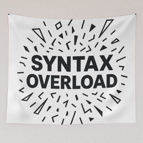 Aperçu de l'œuvre Surcharge syntaxique – Graphique de code explosif avec texte en gras créée et vendue par techy-rrr.