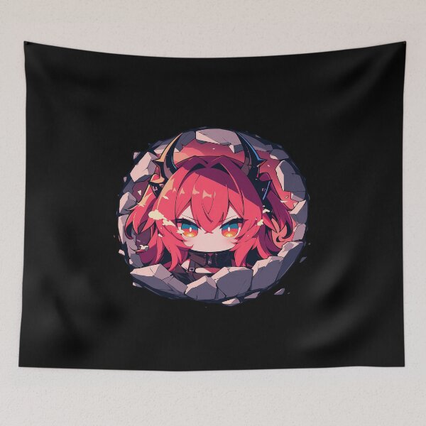 Item preview, Prelude Dawn Surtr Peeking Through Wall Arknights Game Girl Kawaii designed and sold by TorbenKuhano.