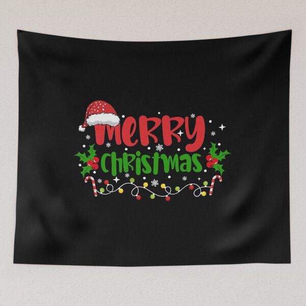 Item preview, Merry Christmas Festive Typography – Holiday Lights & Santa Hat Design designed and sold by MoDesignInk48.