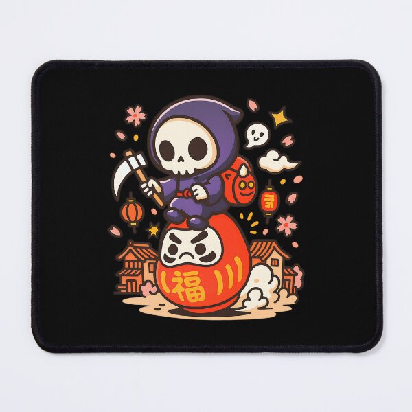 Item preview, Cute Grim Reaper & Daruma Crash – Kawaii Japanese Cartoon designed and sold by DesignDoodleArt.