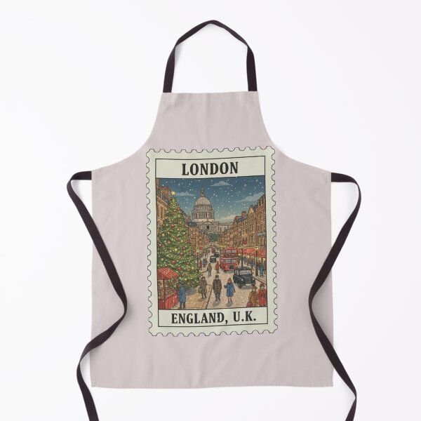 Item preview, Vintage London Holiday Street Scene Stamp Illustration designed and sold by allaboutstamps.