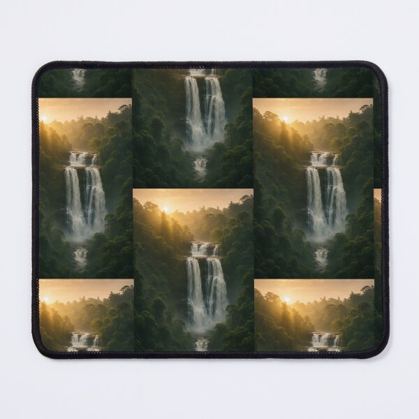 Item preview, Sunrise over Misty Waterfalls – Sri Lanka Tropical Nature Art designed and sold by Ceylon Luxe Collections.