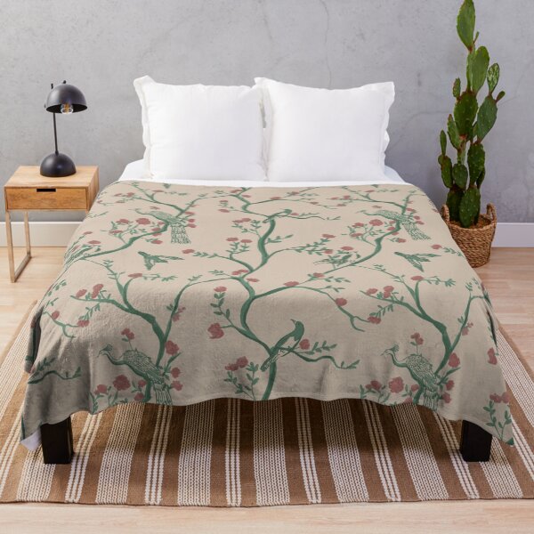 Item preview, Green Chinoiserie Toile Pattern – Vintage Bird & Floral Holiday Wallpaper Print | Christmas Botanical Art Repeat designed and sold by Jenn X Studio.