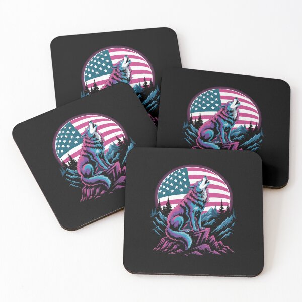 Item preview, 4Th Of July American Flag Wolf Under Usa Moon designed and sold by AnixieArtFun.