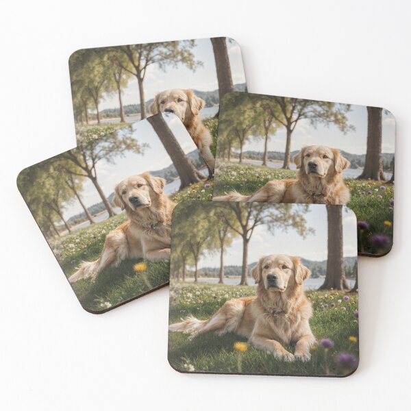 Item preview, Golden Retriever Relaxing in a Colorful Prairie by the Lake designed and sold by YuJoDesigns.