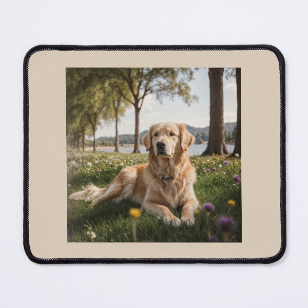 Item preview, Golden Retriever Relaxing in a Colorful Prairie by the Lake designed and sold by YuJoDesigns.