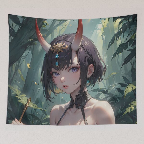 Item preview, Assassin Shuten Douji Fate Grand Order Anime Girl Waifu Oni Fantasy Forest Glow designed and sold by TorbenKuhano.