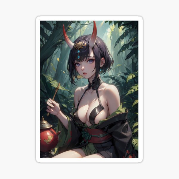 Item preview, Assassin Shuten Douji Fate Grand Order Anime Girl Waifu Oni Fantasy Forest Glow designed and sold by TorbenKuhano.