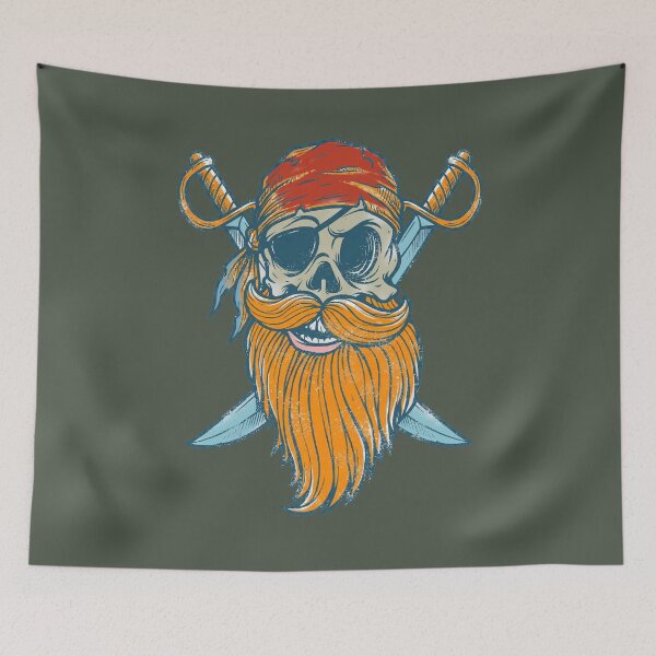 Item preview, Bearded Pirate Skull with Swords - Retro Vintage Buccaneer Art designed and sold by AwesomeBeyondLimits.