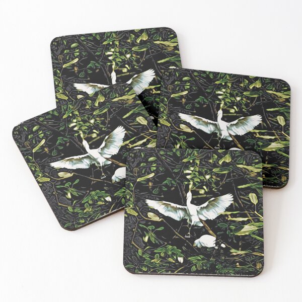 Item preview, White cranes in their nest – Royal elegance in the Moku-Hanga style / Swiss Artwork Photography designed and sold by Raphael Wolf.