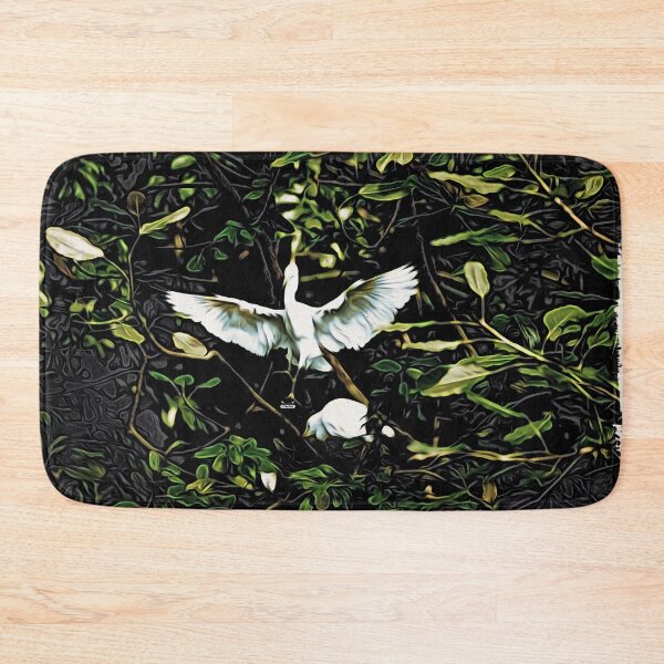 Item preview, White cranes in their nest – Royal elegance in the Moku-Hanga style / Swiss Artwork Photography designed and sold by Raphael Wolf.