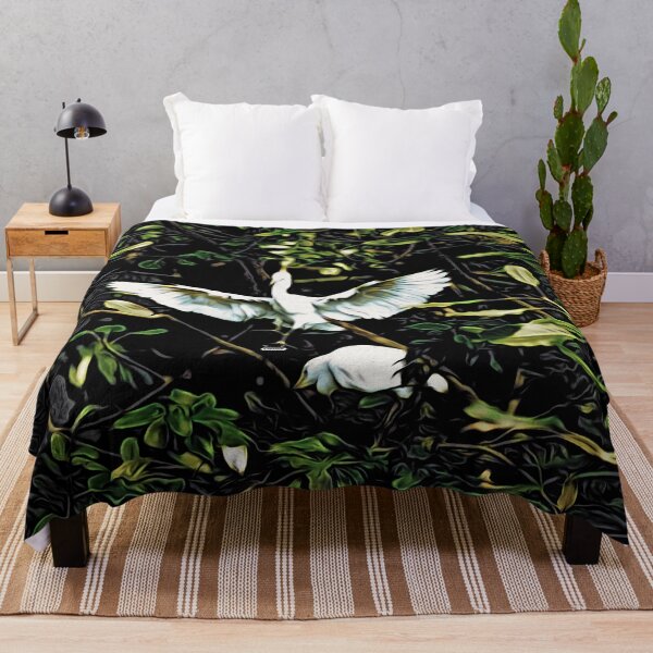 Item preview, White cranes in their nest – Royal elegance in the Moku-Hanga style / Swiss Artwork Photography designed and sold by Raphael Wolf.